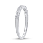 10K White Gold Round Diamond Women's Slender Double Row Band 1/6 Cttw - Splendid Jewellery
