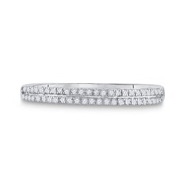 10K White Gold Round Diamond Women's Slender Double Row Band 1/6 Cttw - Splendid Jewellery