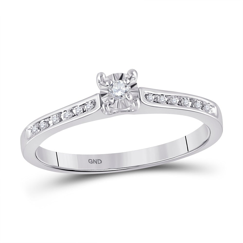 10K White Gold Round Diamond Women's Solitaire Bridal Wedding Engagement Ring 1/10 Cttw - Splendid Jewellery