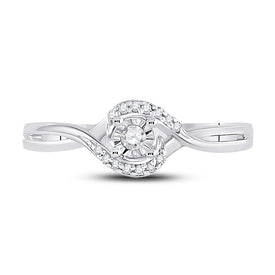 10K White Gold Round Diamond Women's Solitaire Promise Bridal Ring 1/10 Cttw - Splendid Jewellery