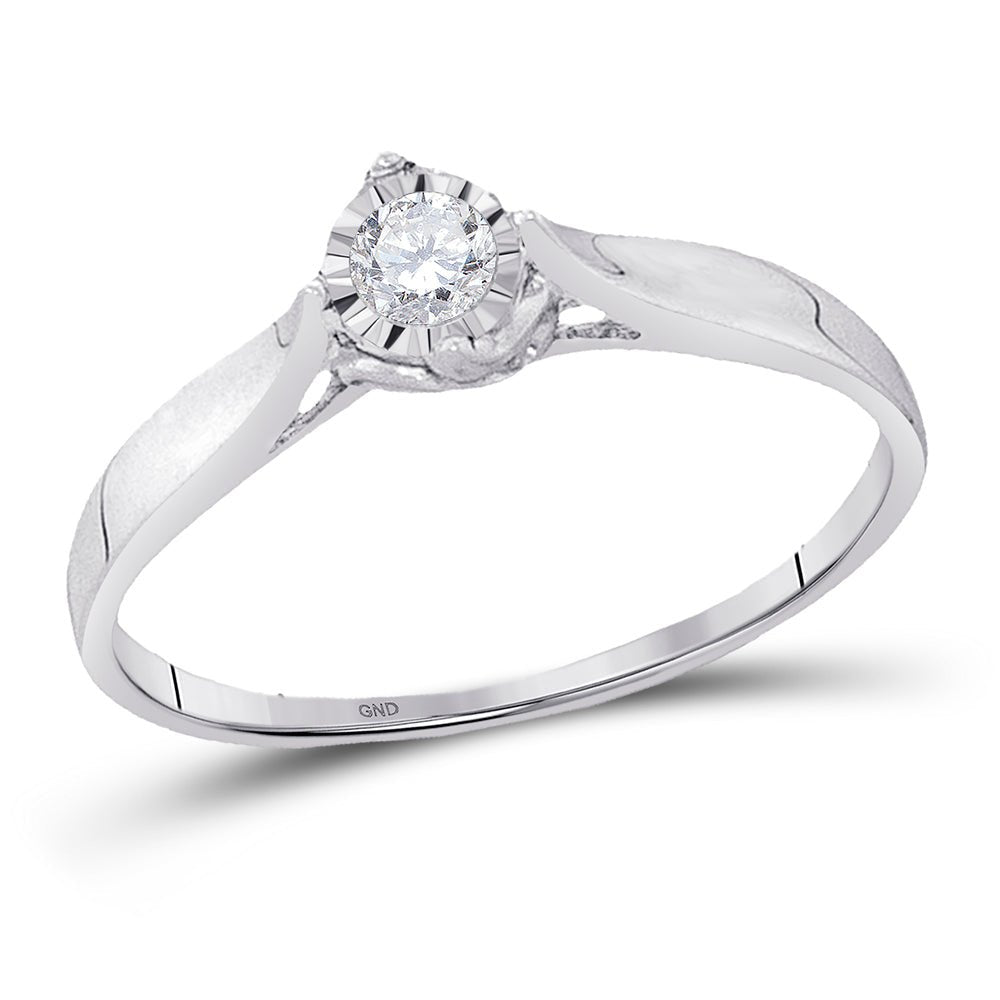 10K White Gold Round Diamond Women's Solitaire Promise Bridal Ring 1/12 Cttw - Splendid Jewellery