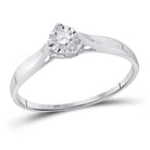 10K White Gold Round Diamond Women's Solitaire Promise Bridal Ring 1/12 Cttw - Splendid Jewellery