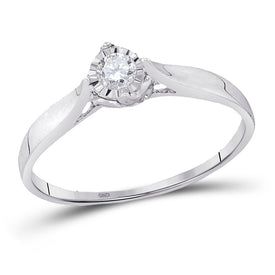 10K White Gold Round Diamond Women's Solitaire Promise Bridal Ring 1/12 Cttw - Splendid Jewellery