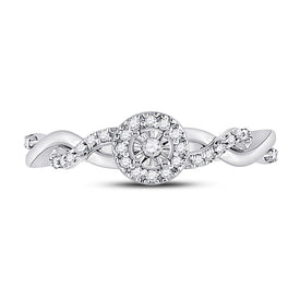 10K White Gold Round Diamond Women's Solitaire Twist Woven Promise Bridal Ring 1/6 Cttw - Splendid Jewellery
