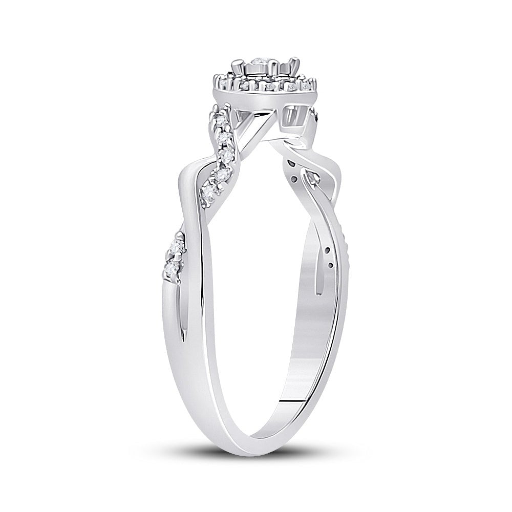10K White Gold Round Diamond Women's Solitaire Twist Woven Promise Bridal Ring 1/6 Cttw - Splendid Jewellery