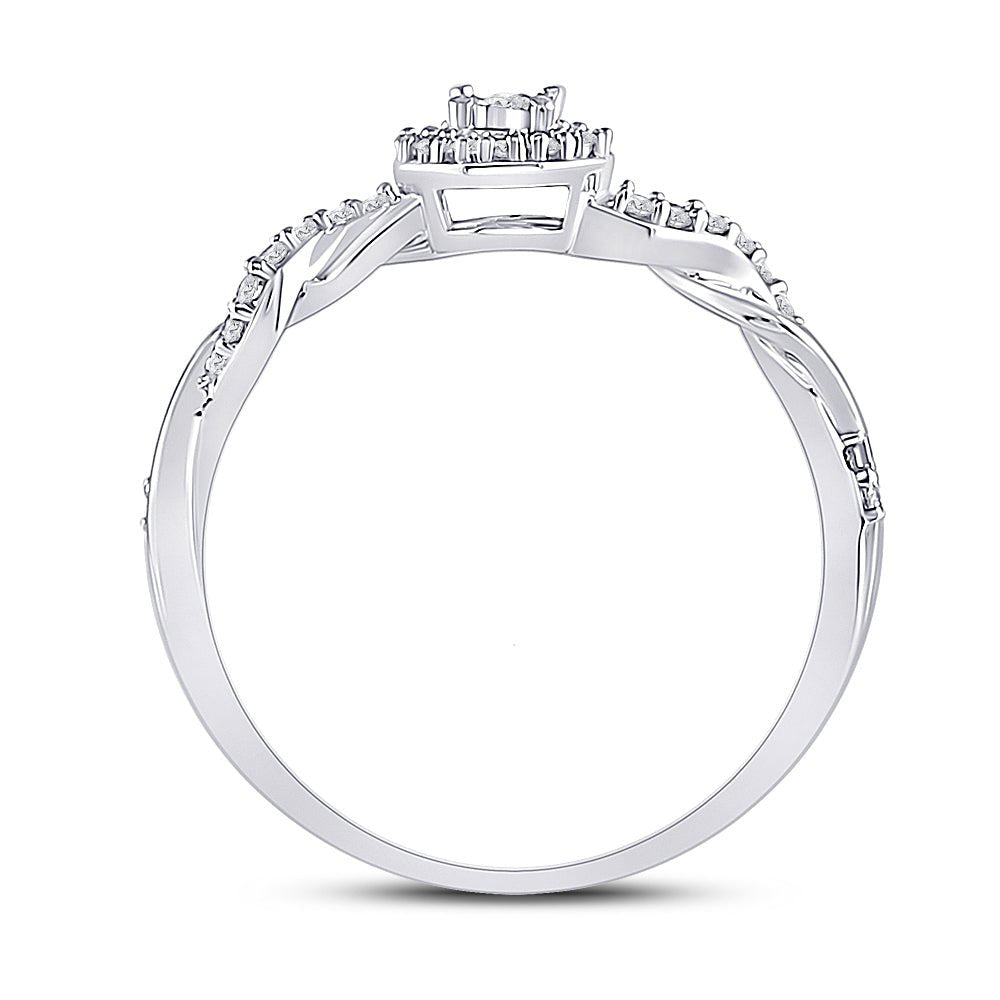10K White Gold Round Diamond Women's Solitaire Twist Woven Promise Bridal Ring 1/6 Cttw - Splendid Jewellery