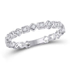 10K White Gold Round Diamond Women's Squares Stackable Band Ring 1/10 Cttw - Splendid Jewellery