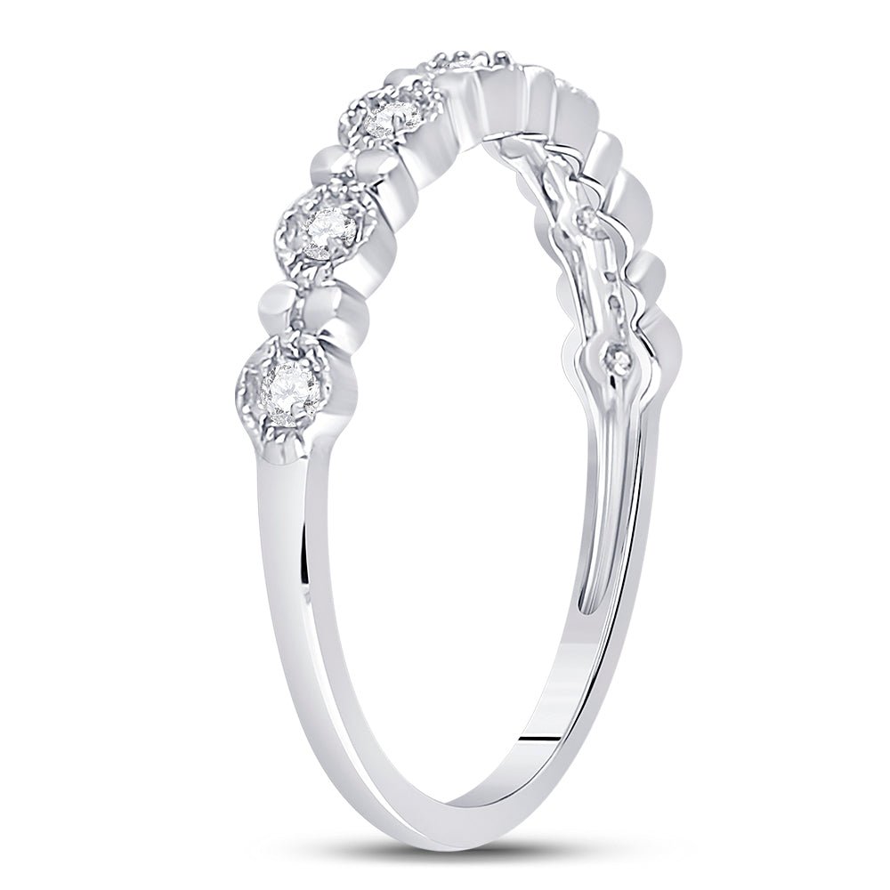 10K White Gold Round Diamond Women's Stackable Band Ring 1/10 Cttw - Splendid Jewellery