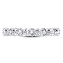 Load image into Gallery viewer, 10K White Gold Round Diamond Women's Stackable Band Ring 1/10 Cttw - Splendid Jewellery