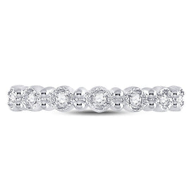 10K White Gold Round Diamond Women's Stackable Band Ring 1/10 Cttw - Splendid Jewellery