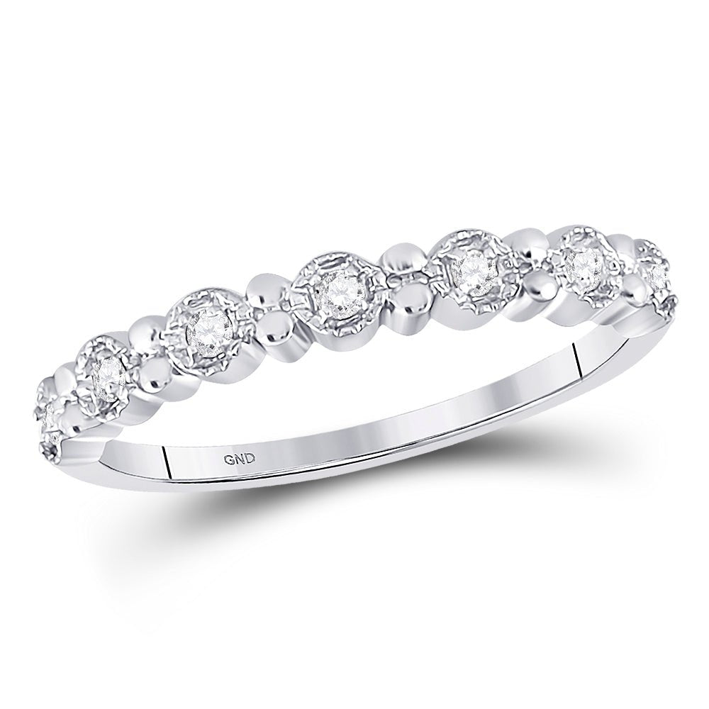 10K White Gold Round Diamond Women's Stackable Band Ring 1/10 Cttw - Splendid Jewellery