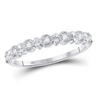 10K White Gold Round Diamond Women's Stackable Band Ring 1/10 Cttw - Splendid Jewellery