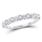 10K White Gold Round Diamond Women's Stackable Band Ring 1/10 Cttw - Splendid Jewellery