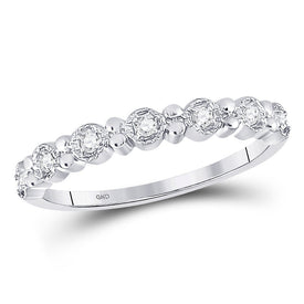 10K White Gold Round Diamond Women's Stackable Band Ring 1/10 Cttw - Splendid Jewellery