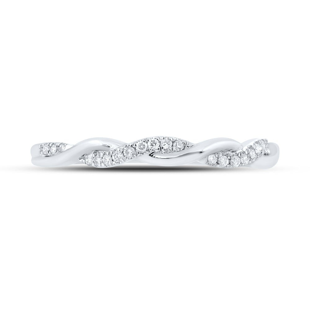 10K White Gold Round Diamond Women's Stackable Band Ring 1/12 Cttw - Splendid Jewellery