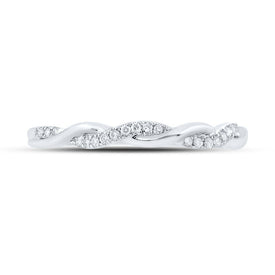 10K White Gold Round Diamond Women's Stackable Band Ring 1/12 Cttw - Splendid Jewellery