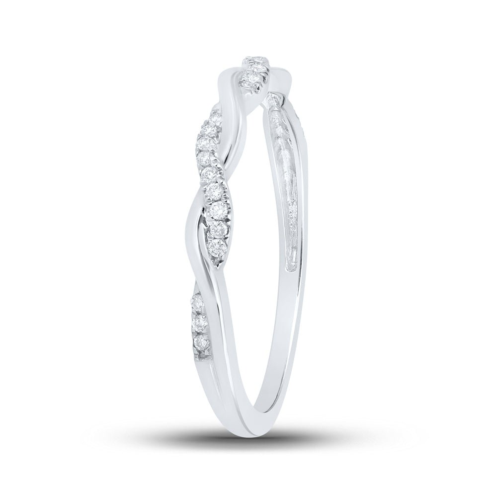 10K White Gold Round Diamond Women's Stackable Band Ring 1/12 Cttw - Splendid Jewellery