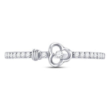 Load image into Gallery viewer, 10K White Gold Round Diamond Women's Stackable Key Ring 1/6 Cttw - Splendid Jewellery