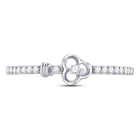 10K White Gold Round Diamond Women's Stackable Key Ring 1/6 Cttw - Splendid Jewellery