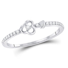Load image into Gallery viewer, 10K White Gold Round Diamond Women's Stackable Key Ring 1/6 Cttw - Splendid Jewellery