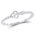 10K White Gold Round Diamond Women's Stackable Key Ring 1/6 Cttw - Splendid Jewellery