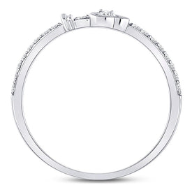 10K White Gold Round Diamond Women's Stackable Key Ring 1/6 Cttw - Splendid Jewellery