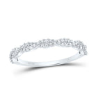 10K White Gold Round Diamond Women's Twist Stackable Band Ring 1/6 Cttw - Splendid Jewellery