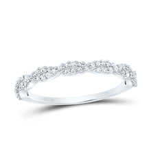 Load image into Gallery viewer, 10K White Gold Round Diamond Women's Twist Stackable Band Ring 1/6 Cttw - Splendid Jewellery