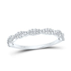 10K White Gold Round Diamond Women's Twist Stackable Band Ring 1/6 Cttw - Splendid Jewellery