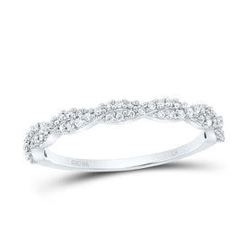 10K White Gold Round Diamond Women's Twist Stackable Band Ring 1/6 Cttw - Splendid Jewellery
