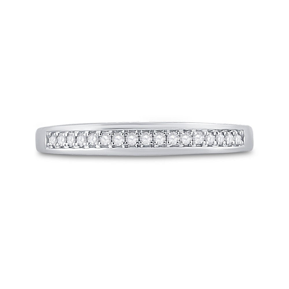10K White Gold Round Diamond Women's Wedding Band Ring 1/10 Cttw - Splendid Jewellery
