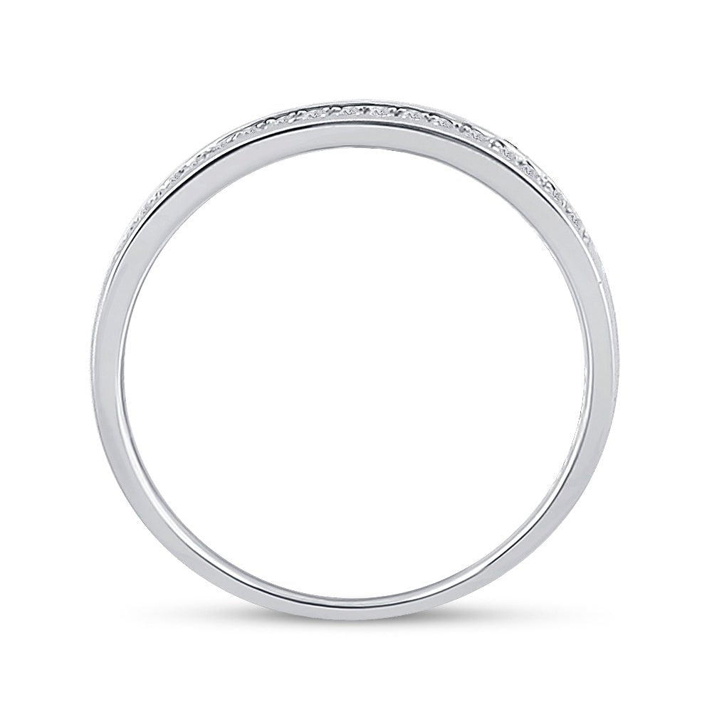 10K White Gold Round Diamond Women's Wedding Band Ring 1/10 Cttw - Splendid Jewellery