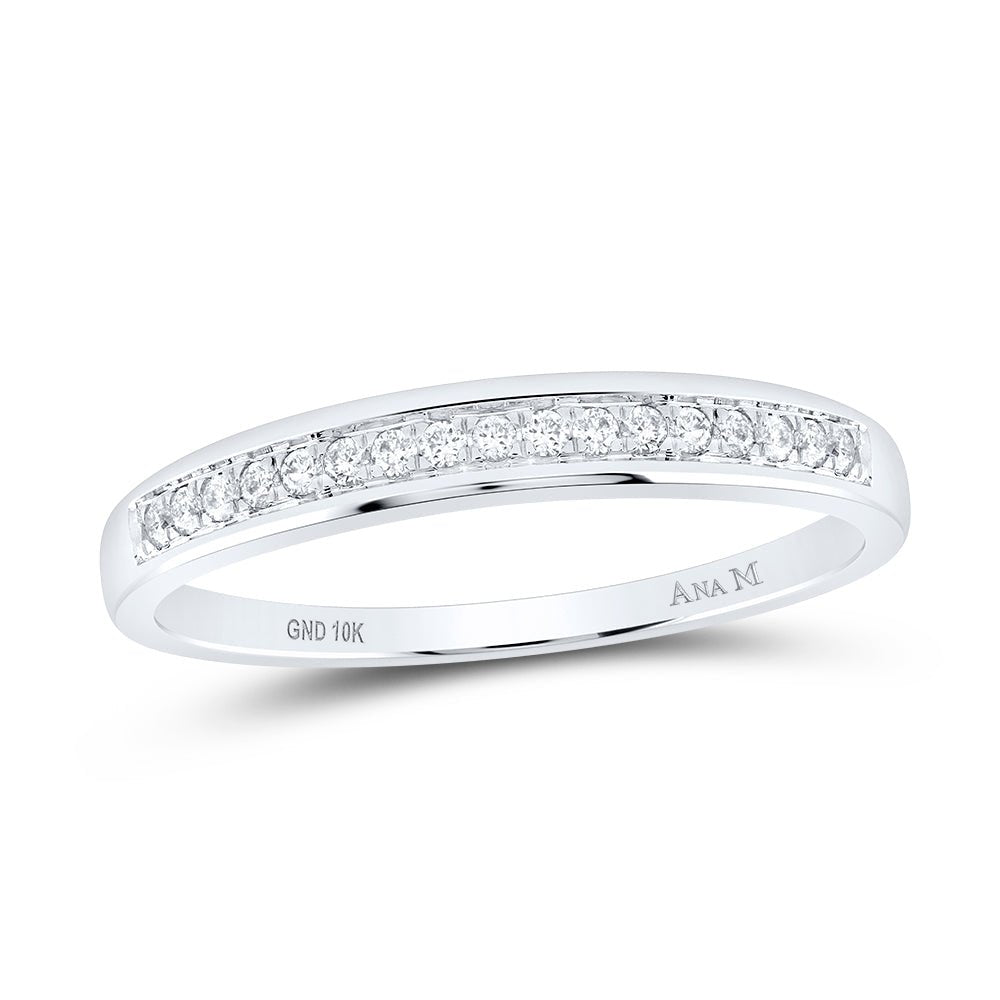 10K White Gold Round Diamond Women's Wedding Band Ring 1/10 Cttw - Splendid Jewellery