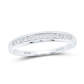 10K White Gold Round Diamond Women's Wedding Band Ring 1/10 Cttw - Splendid Jewellery