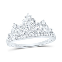 Load image into Gallery viewer, 10K White Gold Round Diamond Women's Women's Crown Tiara Cocktail Band 1/5 Cttw - Splendid Jewellery