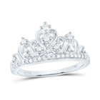 10K White Gold Round Diamond Women's Women's Crown Tiara Cocktail Band 1/5 Cttw - Splendid Jewellery