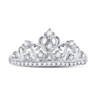 10K White Gold Round Diamond Women's Women's Crown Tiara Cocktail Band 1/5 Cttw - Splendid Jewellery