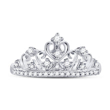 Load image into Gallery viewer, 10K White Gold Round Diamond Women's Women's Crown Tiara Cocktail Band 1/5 Cttw - Splendid Jewellery