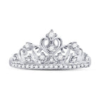10K White Gold Round Diamond Women's Women's Crown Tiara Cocktail Band 1/5 Cttw - Splendid Jewellery