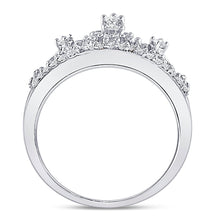 Load image into Gallery viewer, 10K White Gold Round Diamond Women's Women's Crown Tiara Cocktail Band 1/5 Cttw - Splendid Jewellery