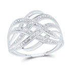 10K White Gold Round Diamond Women's Woven Fashion Band Ring 1/20 Cttw - Splendid Jewellery