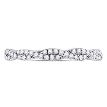 Load image into Gallery viewer, 10K White Gold Round Diamond Women's Woven Twist Stackable Band Ring 1/4 Cttw - Splendid Jewellery
