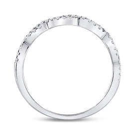 10K White Gold Round Diamond Women's Woven Twist Stackable Band Ring 1/4 Cttw - Splendid Jewellery