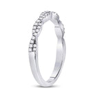 10K White Gold Round Diamond Women's Woven Twist Stackable Band Ring 1/4 Cttw - Splendid Jewellery