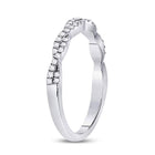 10K White Gold Round Diamond Women's Woven Twist Stackable Band Ring 1/4 Cttw - Splendid Jewellery