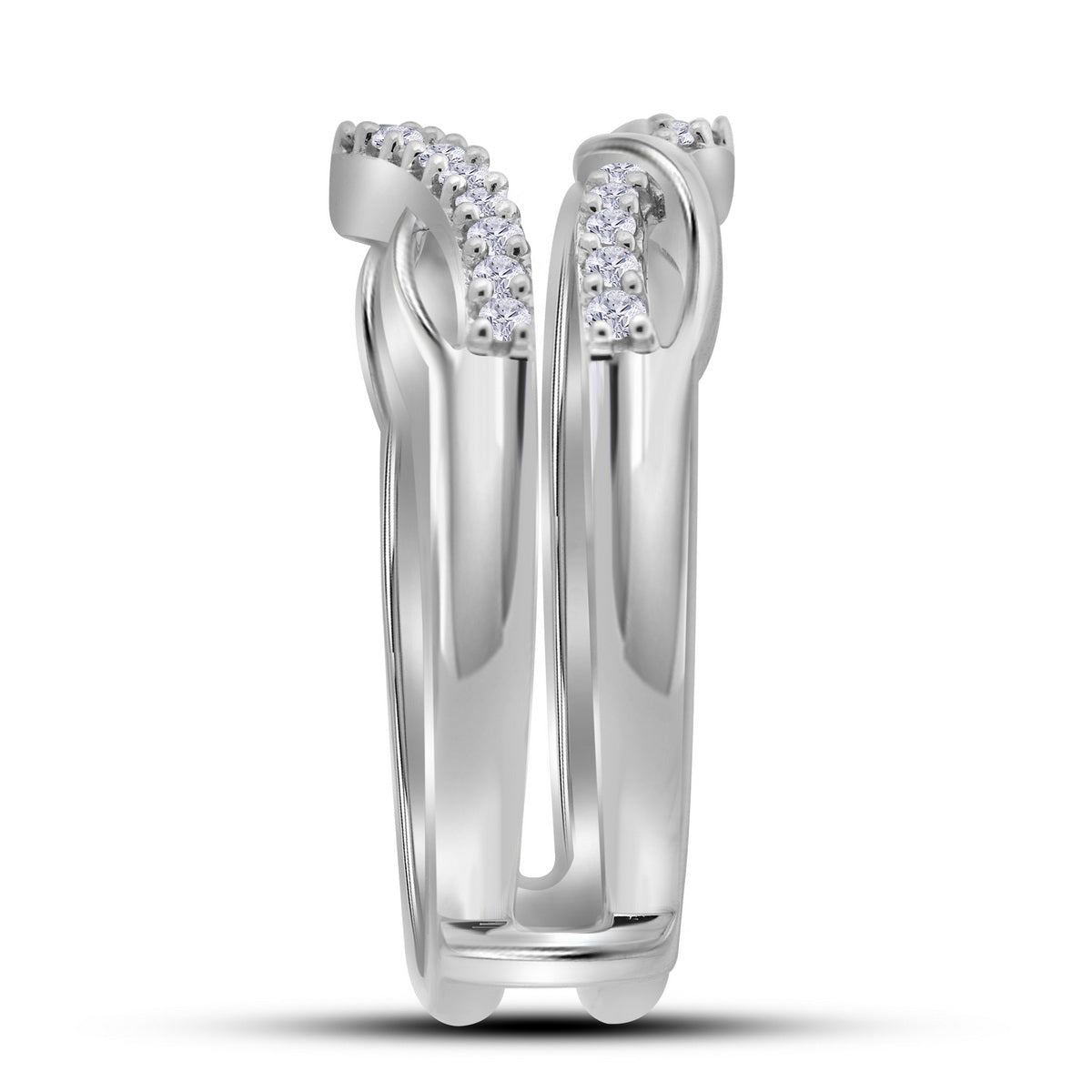 10K White Gold Round Diamond Women's Wrap Ring Guard Enhancer Wedding Band 1/4 Cttw - Splendid Jewellery