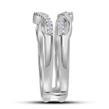 Load image into Gallery viewer, 10K White Gold Round Diamond Women's Wrap Ring Guard Enhancer Wedding Band 1/4 Cttw - Splendid Jewellery
