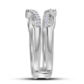 10K White Gold Round Diamond Women's Wrap Ring Guard Enhancer Wedding Band 1/4 Cttw - Splendid Jewellery