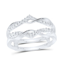 Load image into Gallery viewer, 10K White Gold Round Diamond Women's Wrap Ring Guard Enhancer Wedding Band 1/4 Cttw - Splendid Jewellery