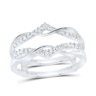 10K White Gold Round Diamond Women's Wrap Ring Guard Enhancer Wedding Band 1/4 Cttw - Splendid Jewellery